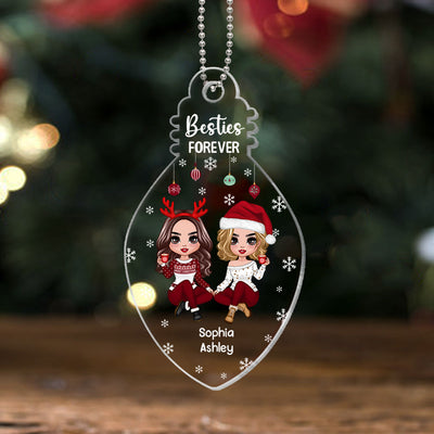 Doll Girls Christmas Gift For Besties Sisters Siblings Bulb Shaped Personalized Acrylic Ornament