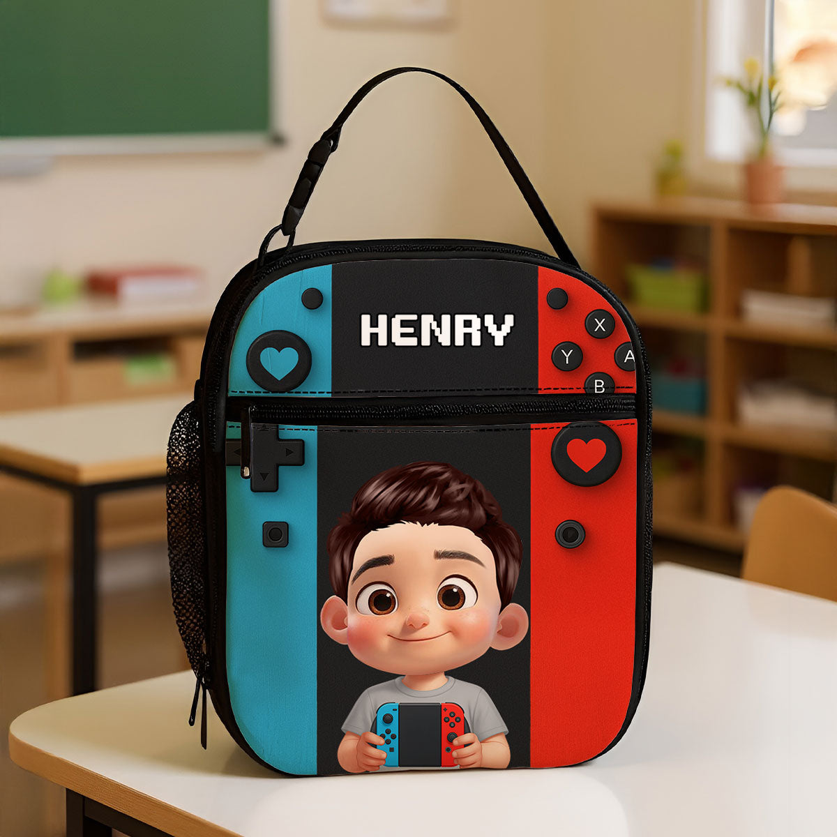 For Boys Girls, Game Lunch Bag for School - Personalized Insulated Lunch Bag