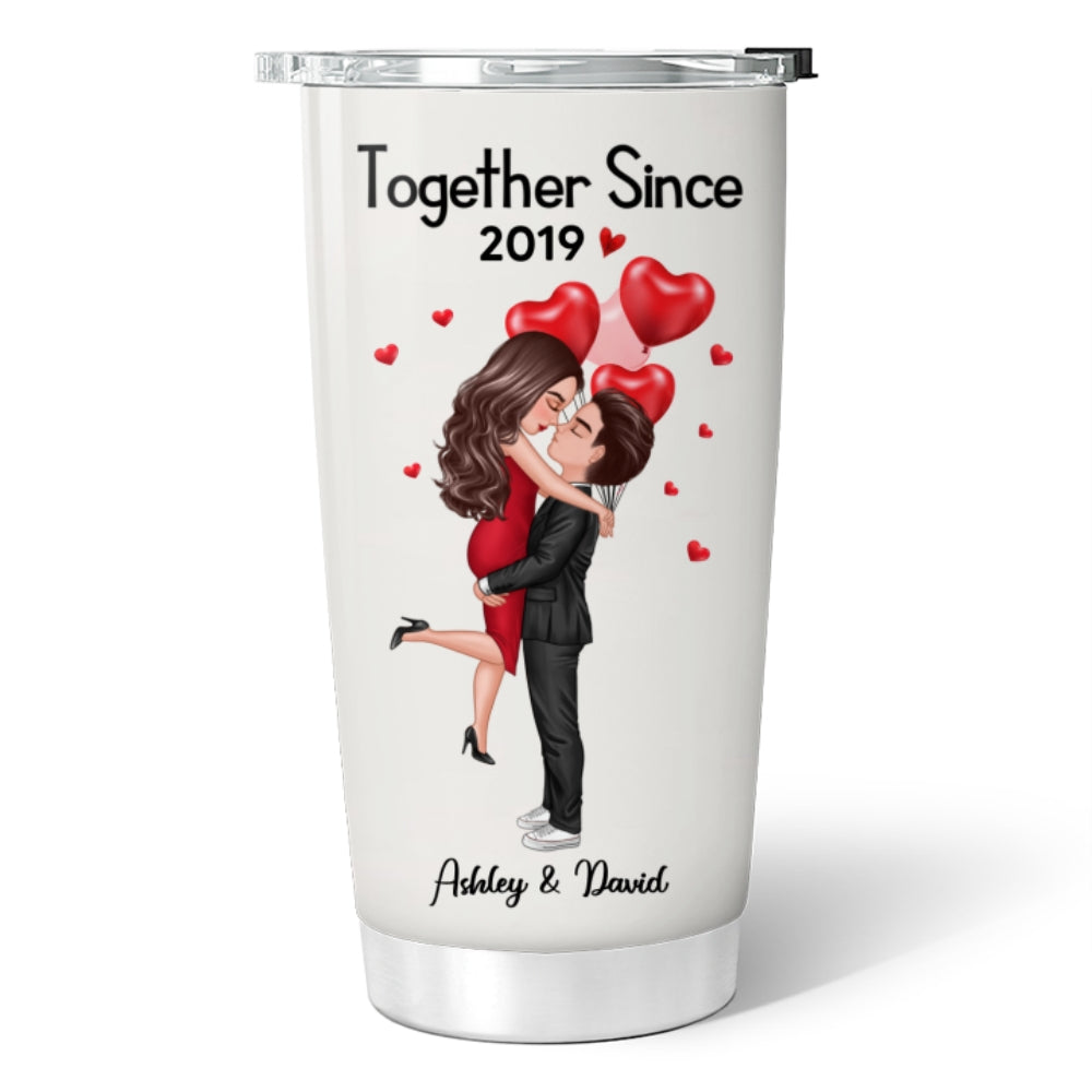 Doll Couple Hugging Kissing Gift For Him For Her Personalized Tumbler