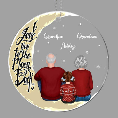 Grandma Grandpa Grandparents Grandkid On Moon Personalized Acrylic Ornament