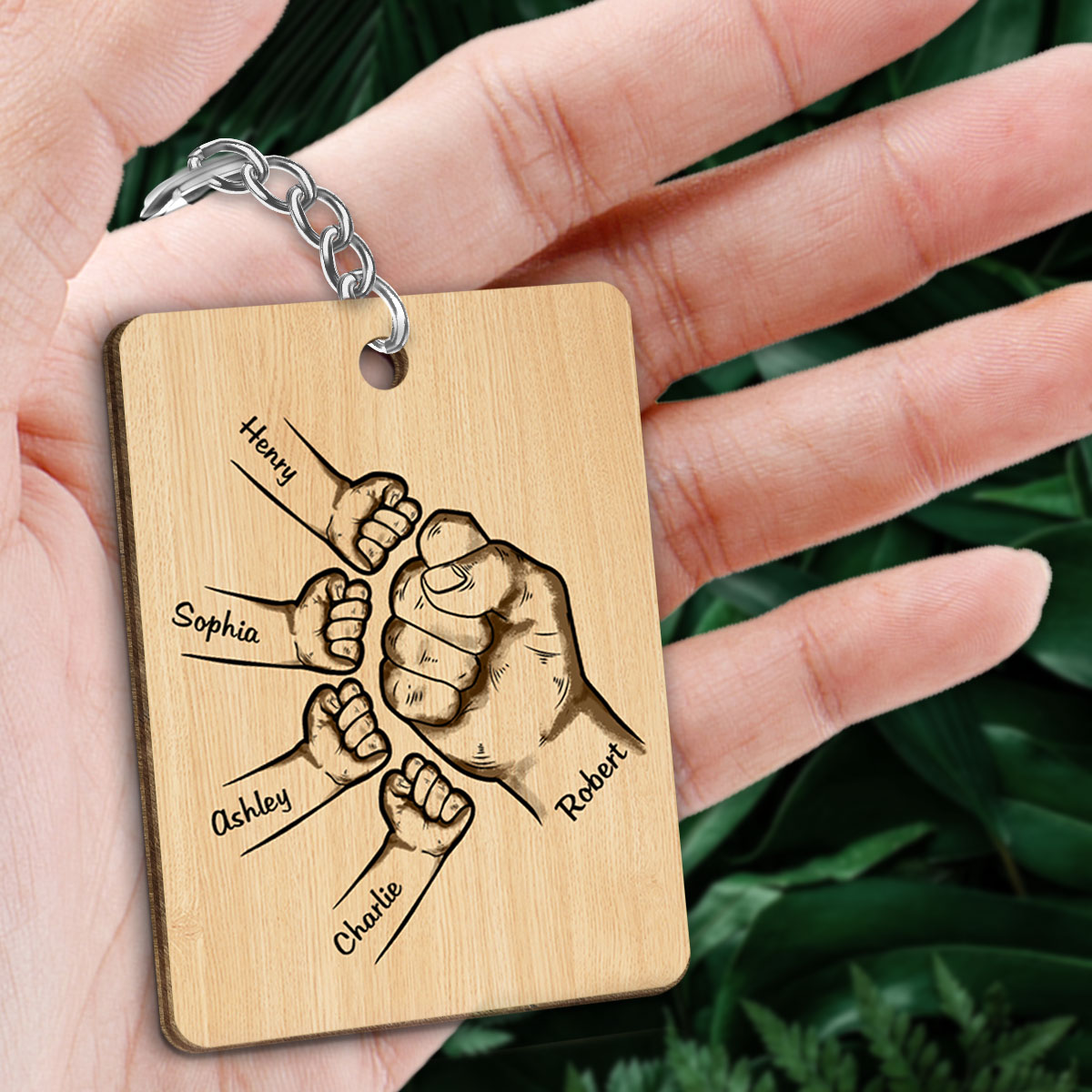 Nothing Beats Being A Grandpa Personalized Wooden Keychain