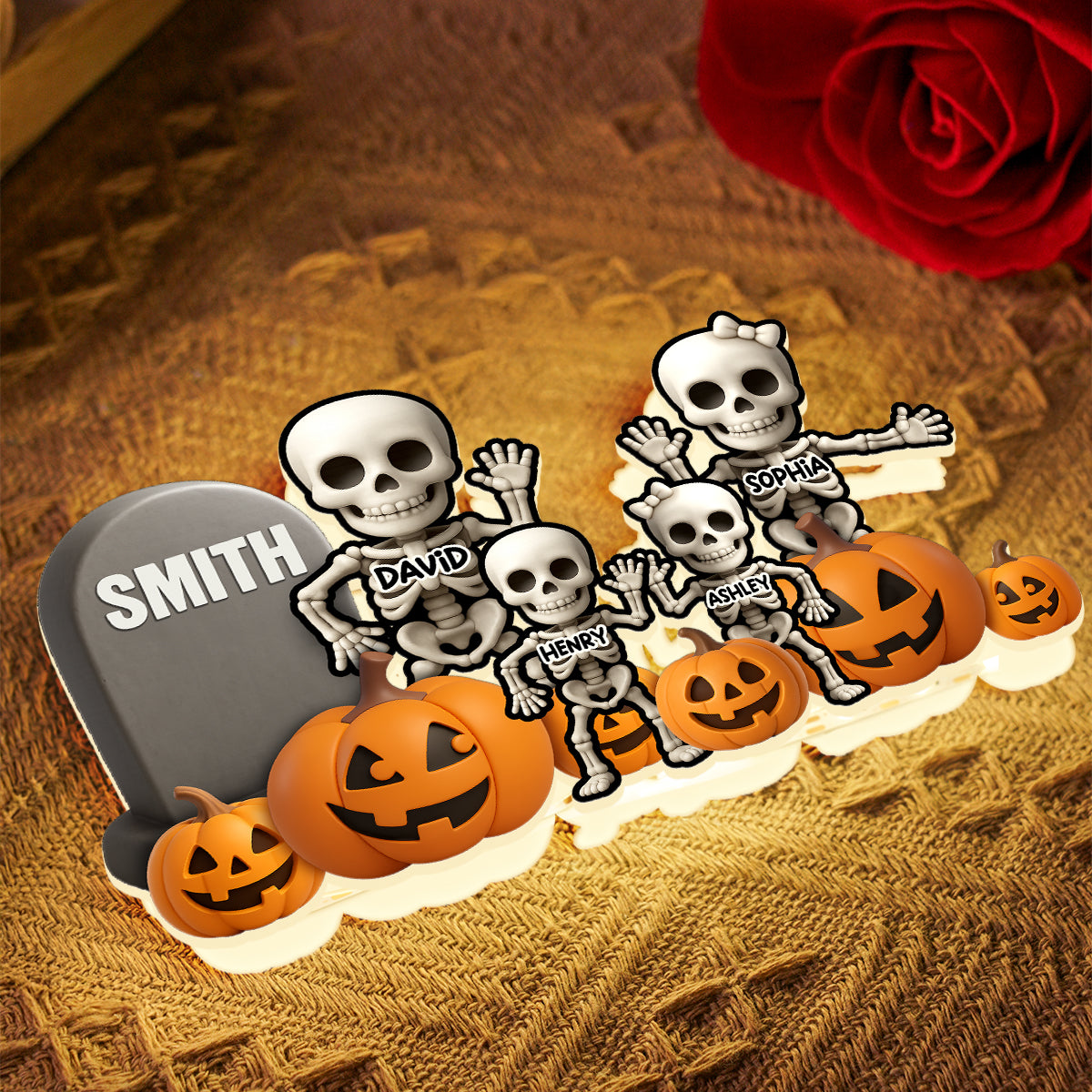Cute Skeleton Halloween Standing 3D Effect Personalized Light Box