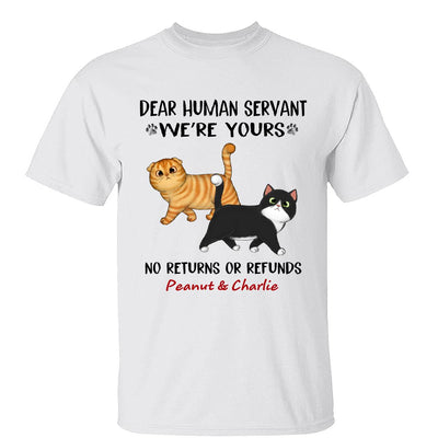 Dear Cat Dad Mom We‘re Yours Walking Fluffy Cat Personalized Shirt
