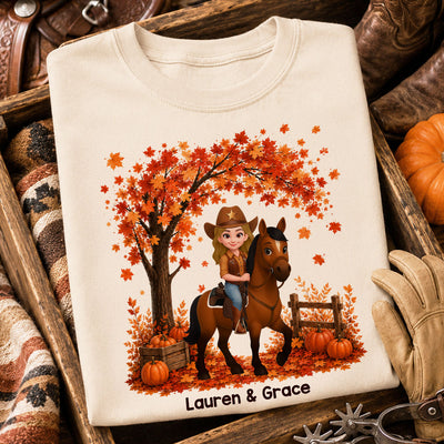 Trending Fall Season Girl And Her Horse - Personalized Shirt - Gift for Horse Lovers