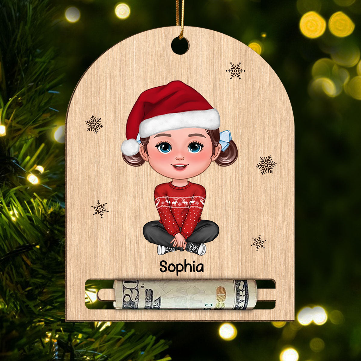 Christmas Gift For Family Member Personalized Wooden Money Holder Ornament
