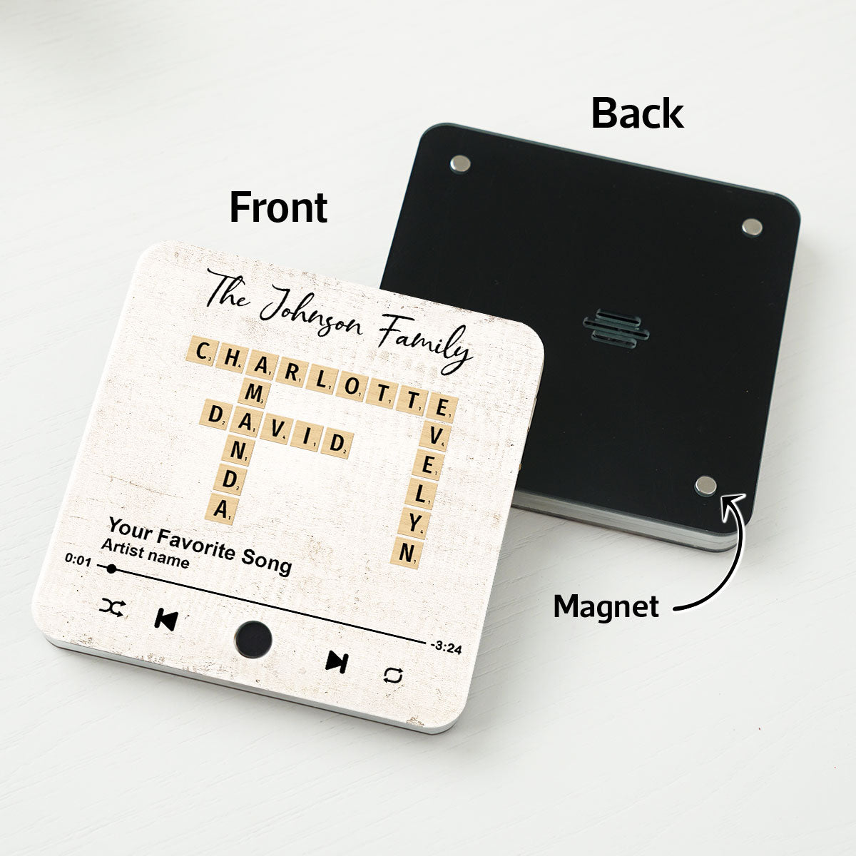 Family Crossword Art - Created In A Moment, Treasured Forever Personalized Music Fridge Magnet, Mother's Day, Father's Day Gift