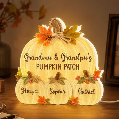 Grandma & Grandpa's Pumpkin Patch Glowing 2D Flat Printed - Personalized Light Box - Fall Season Decor For Grandparents