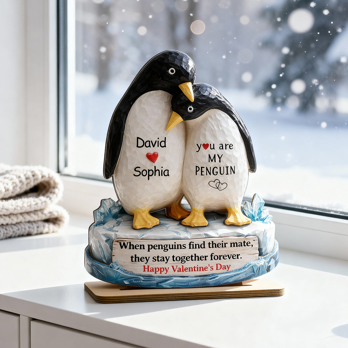 You Are My Penguin - Personalized 2-Layered Wooden Plaque - Sentimental Wedding Anniversary Gift, Gift for Him, for Her