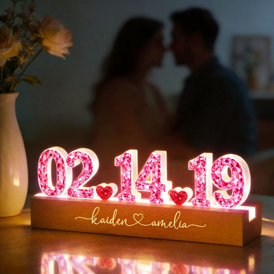 Couple Anniversary Date 3D Crystal Effect - Personalized Acrylic Block LED Night Light - Heartfelt 2026 Gift for Her, Gift for Him