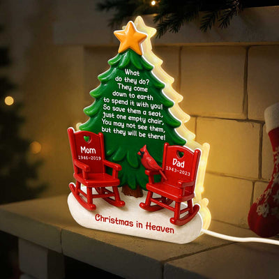 Christmas In Heaven Save A Seat 3D Effect - Personalized Light Box - Crhistmas Memorial Keepsake For Family