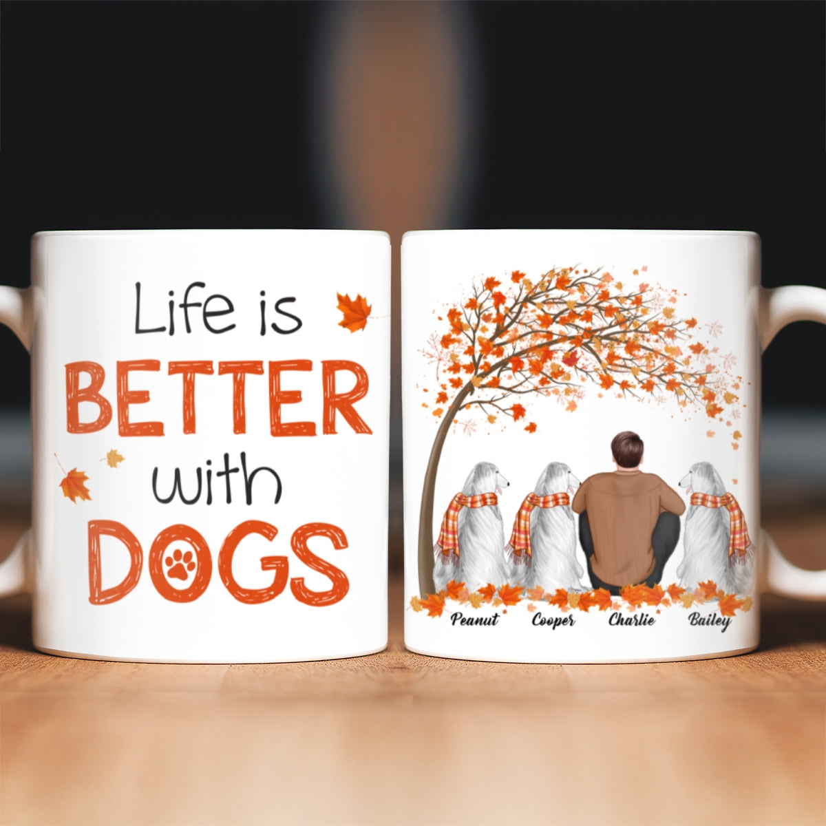 Fall Season Dog Dad Life Is Better With Dogs Personalized AOP Mug