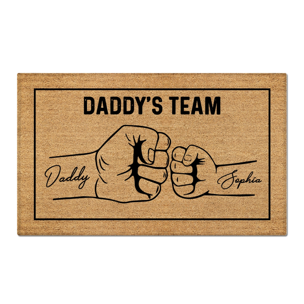 Daddy's Team Fist Bump Personalized Doormat