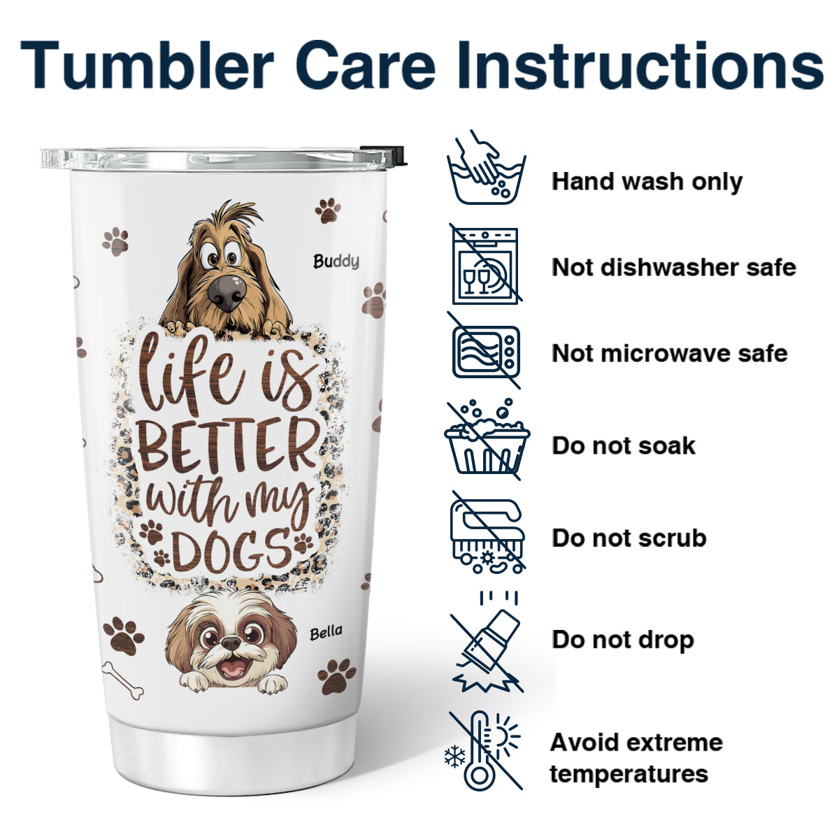 Life Is Better with My Dogs Personalized Tumbler, Gift for Dog Moms