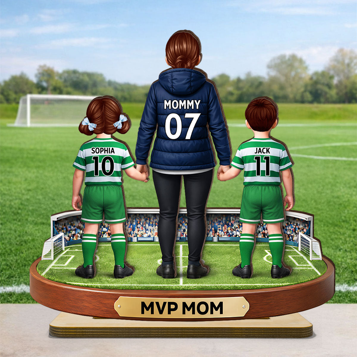 MVP Mom Soccer Mom And Kids - Personalized 2-Layered Wooden Plaque - Heartfelt Gift For Soccer Mom