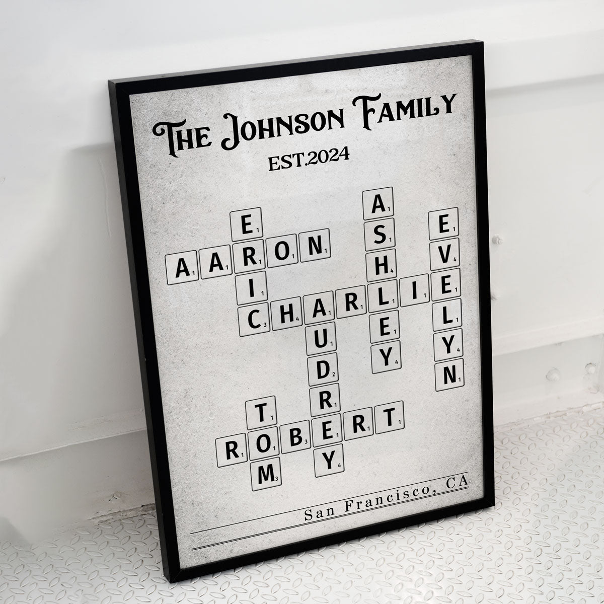 Family Crossword Art Newspaper Created In A Moment Treasured Forever Personalized Poster