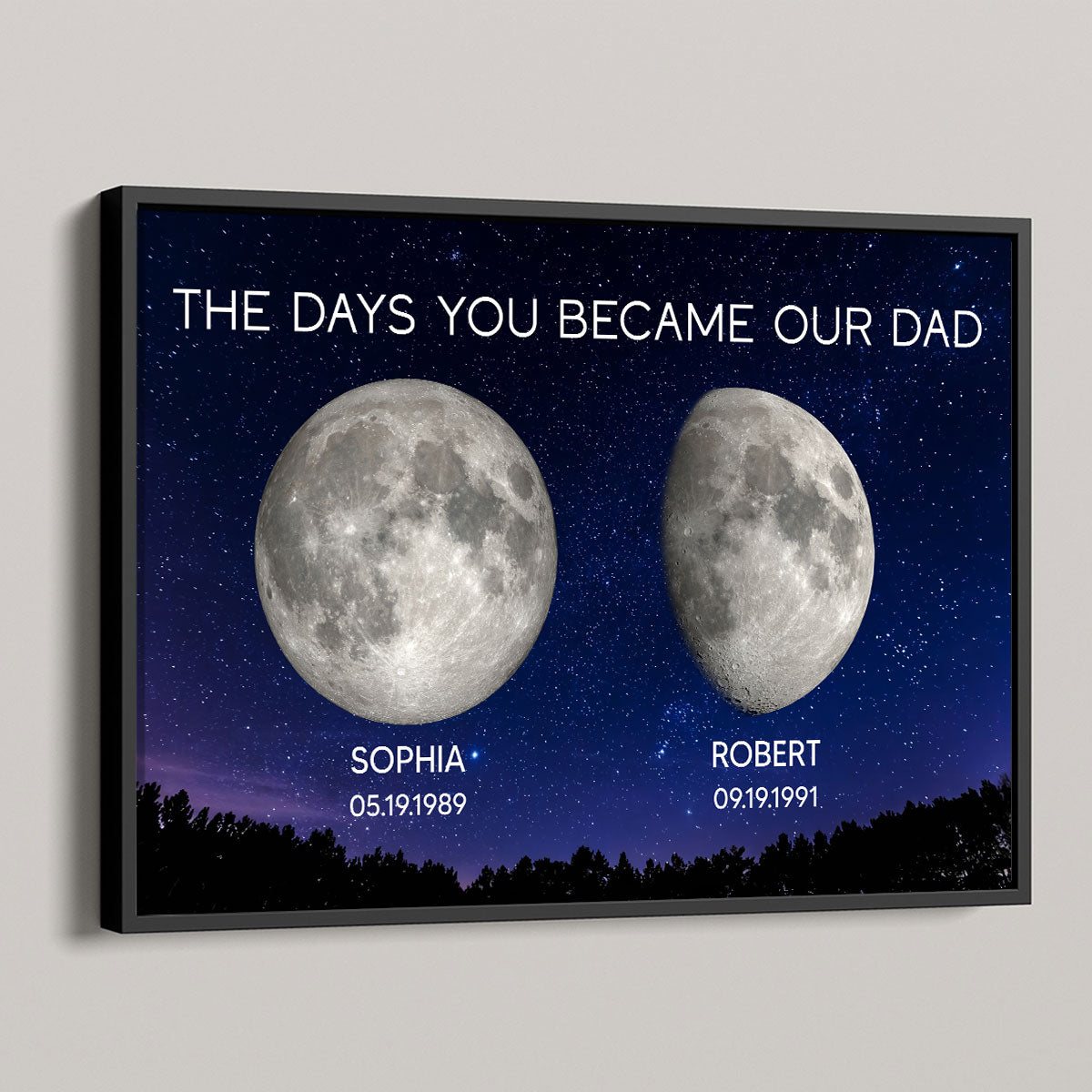 Galaxy Night Custom Birth Moon Phase The Days You Became Our Dad Personalized Poster| Heartfelt Father's Day Gift For Dad, Husband