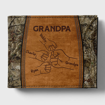 Grandpa Dad Fist Bump Camouflage Personalized Men’s Wallet