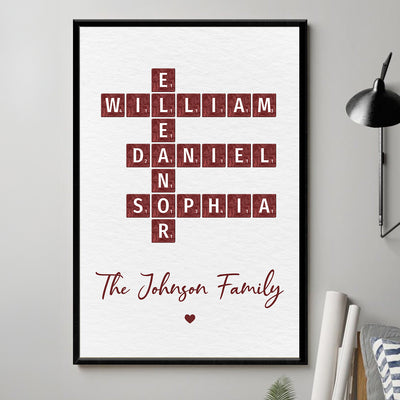Family Crossword Art - Created In A Moment, Treasured Forever Personalized Poster