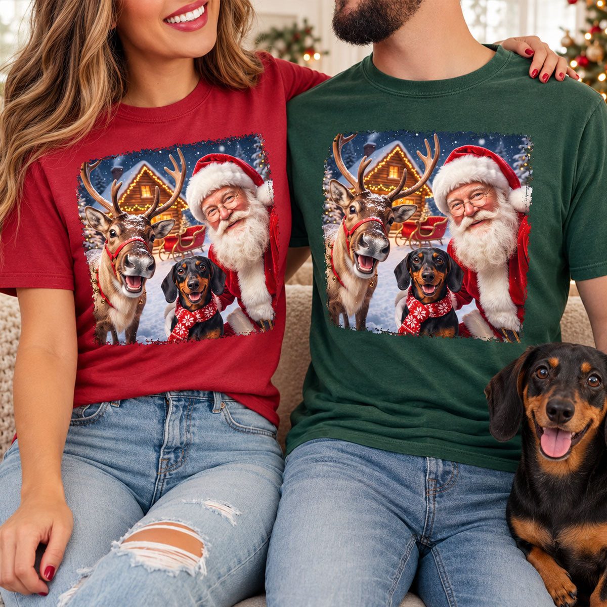 Dog Cat Selfie with Santa - Personalized Shirt - Funny Christmas Gift for Pet Lovers