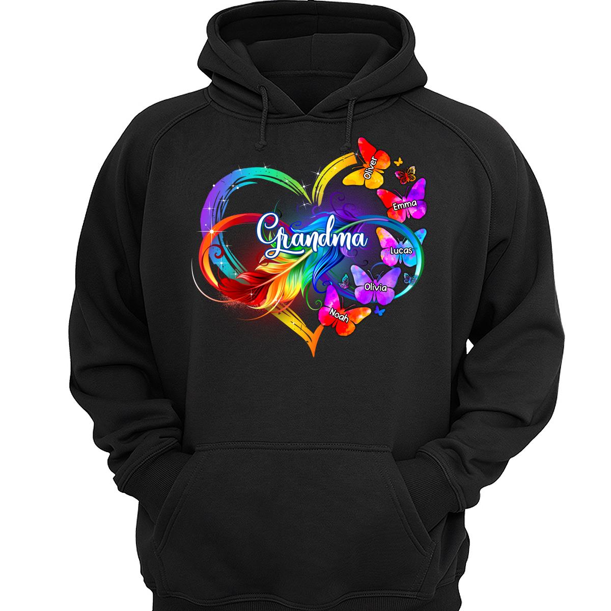 Butterflies Infinity Heart Grandma Mom Personalized Shirt