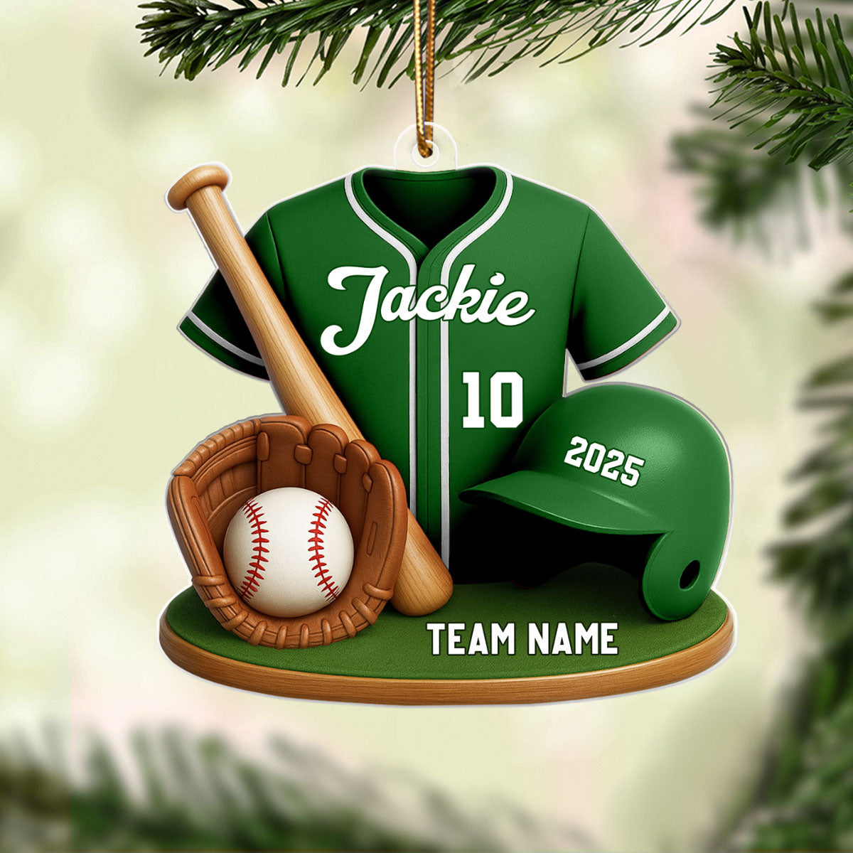 Baseball Custom Jersey 3D Effect - Personalized Acrylic Ornament - Christmas Gift for Son, Daughter, Grandkids