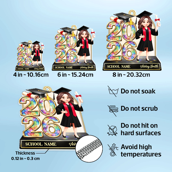 Senior Class Of 2026 2027 Graduate Keepsake 2D Flat - Personalized Acrylic Window Hanging - Graduation Gift For Daughter