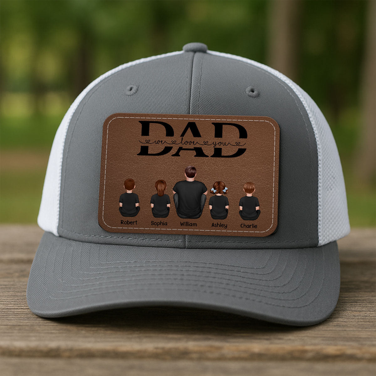 Dad We Love You Personalized Leather Patch Hat, Gift For Dad