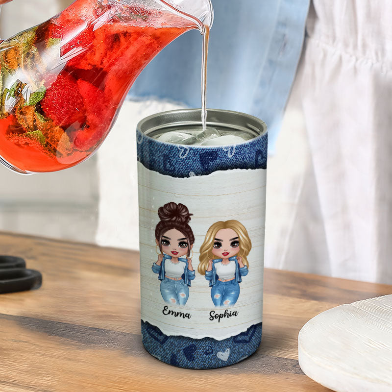 Denim Cool Doll Besties Personalized 4 In 1 Can Cooler