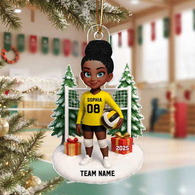 3D Effect Christmas Volleyball Player - Personalized Acrylic Ornament - Gift For Volleyball Lovers, School Volleyball Team
