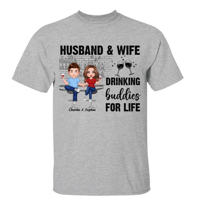Couple Standing Drinking Buddies For Life Personalized Shirt