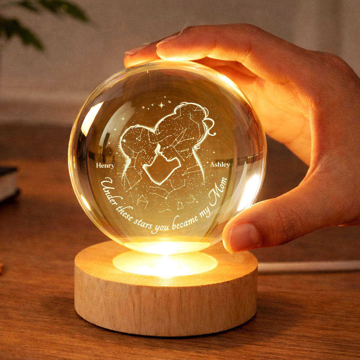 The Night You Became My Mom - Personalized Crystal Ball - Heartfelt Gift For Mom, Grandma