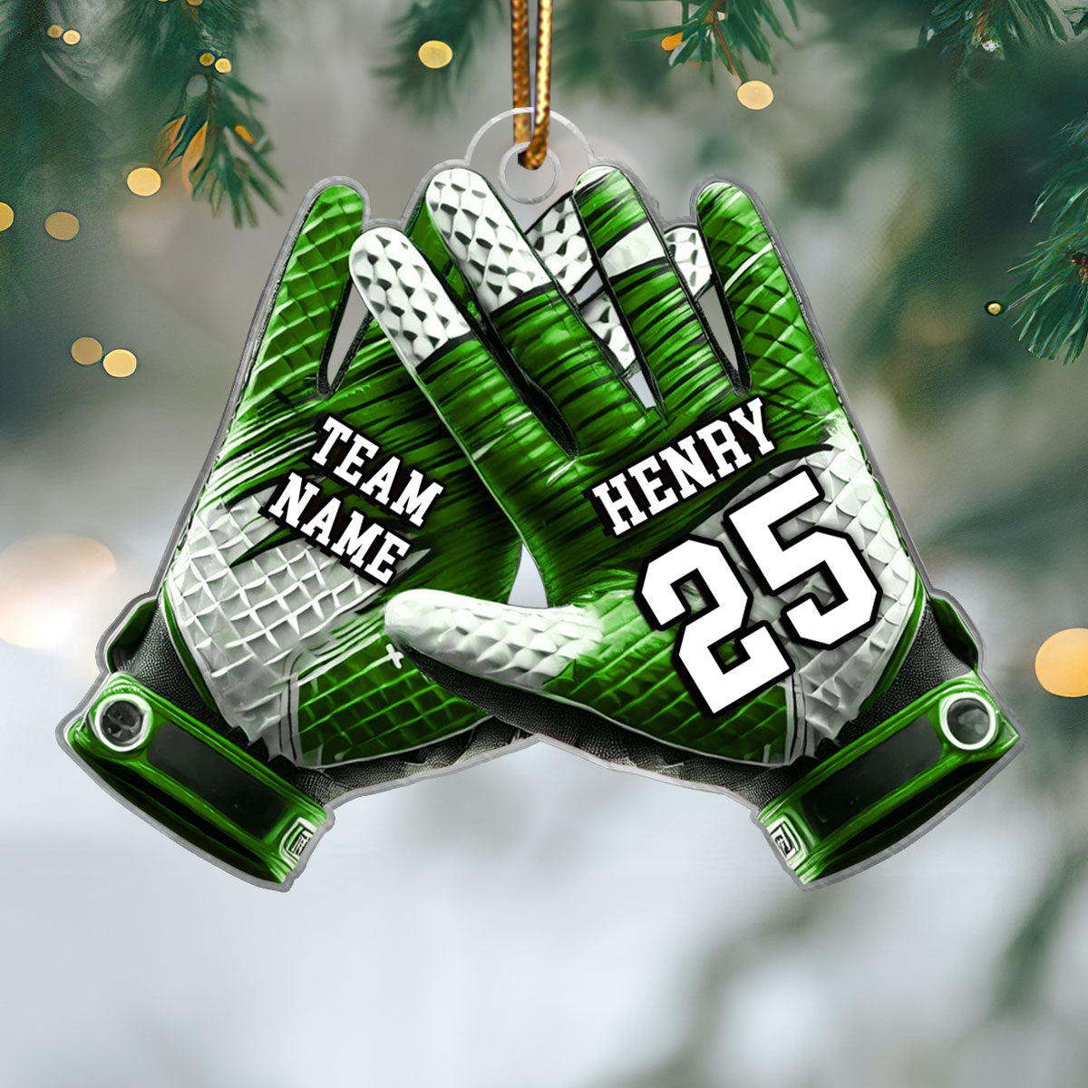 Football Gloves Football For Life Personalized Acrylic Ornament, 3D Effect Flat Ornament