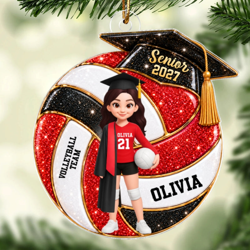 Senior Volleyball Player Graduation - Personalized Acrylic Ornament - Christmas Gift For Volleyball Players Senior, Granddaughter, Grandson, Daughter, Son