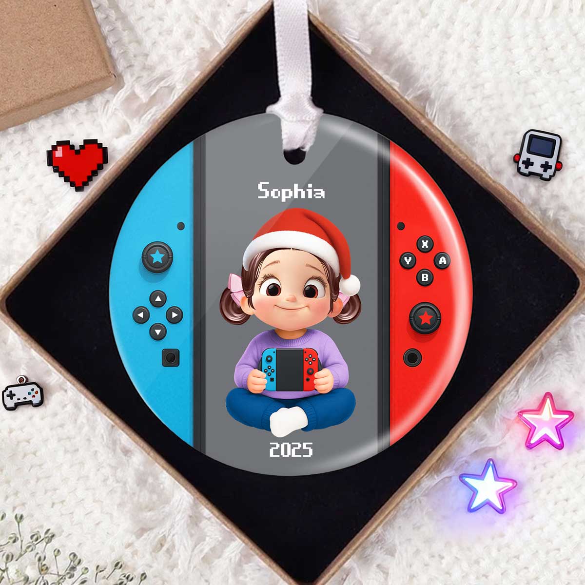 Christmas Gamer - Personalized Ceramic Ornament - Gift for Boys Girls Kids