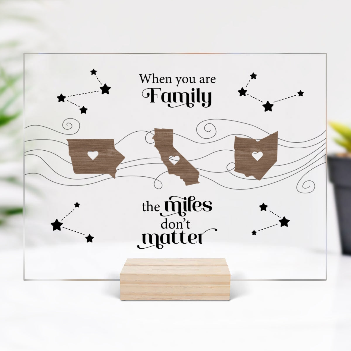 Long Distance Family Friends Siblings Sisters Besties Personalized Acrylic Plaque, Togetherness Christmas Gift