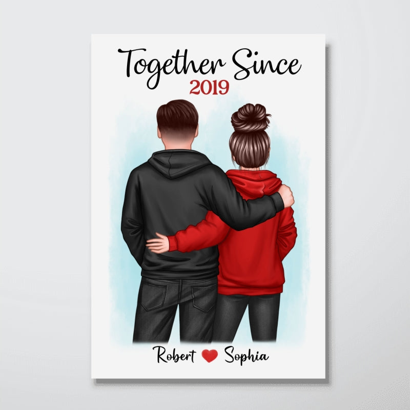 Hoodie Couple Back View Gift For Him Gift For Her Personalized Poster