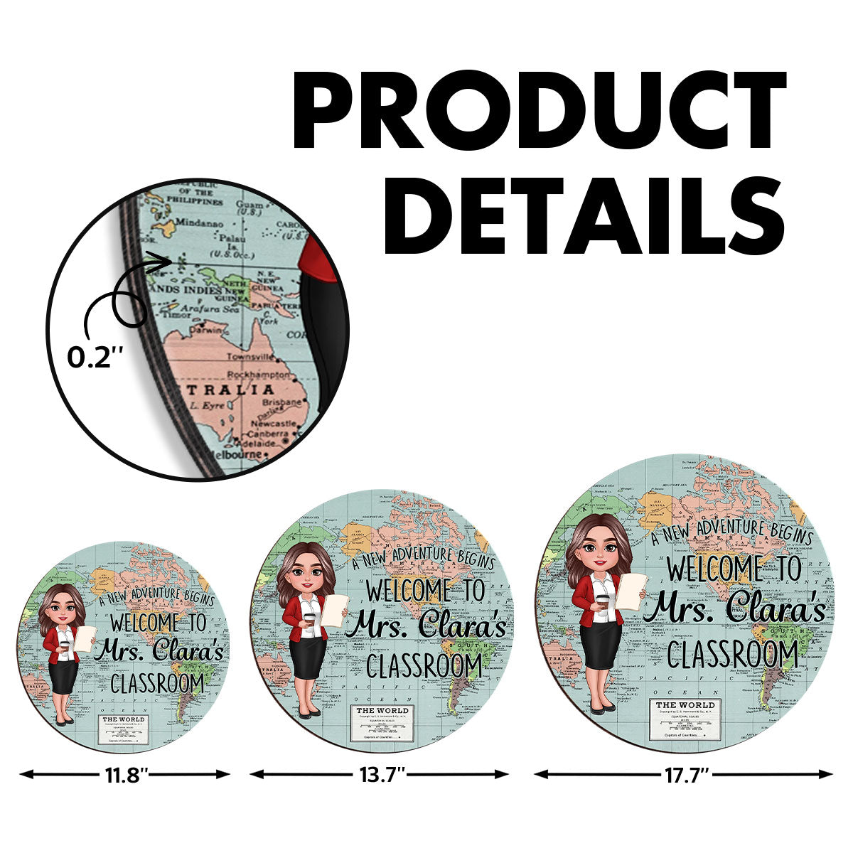 World Map Adventure Themed Welcome To Classroom Personalized Round Door Hanger, Back To School, Classroom Decor
