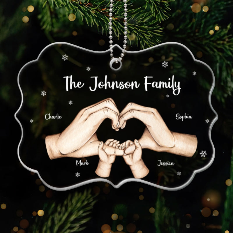 Together We Make A Family Heart Hands Personalizec Acrylic Ornament