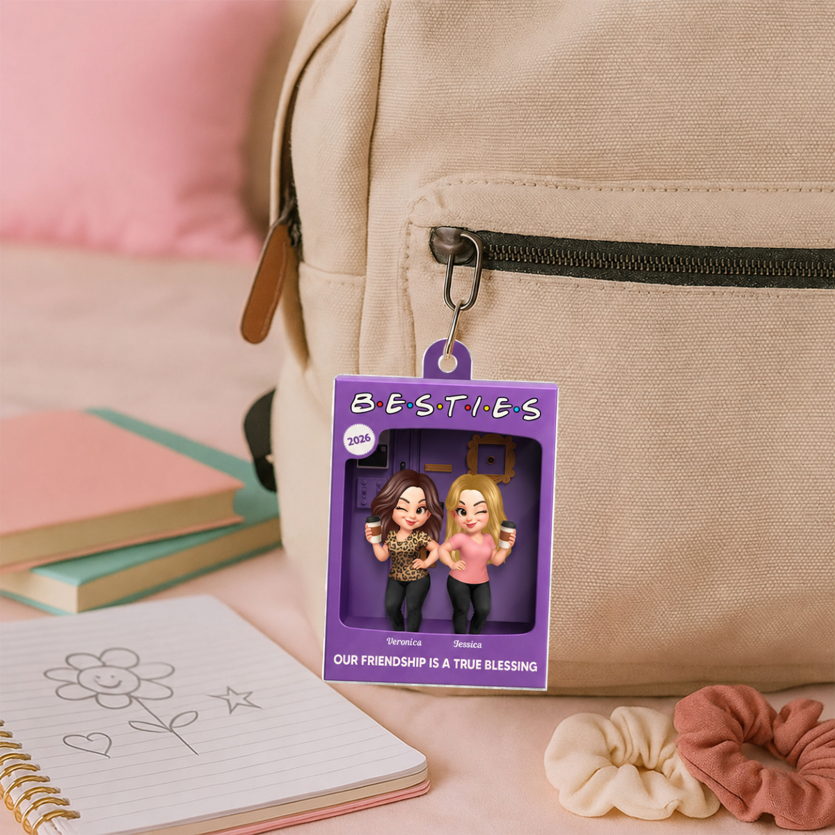 [BUY 1 GET 1 FREE] Besties Personalized Acrylic Ornament - Purple Toy Box Style Christmas Gift