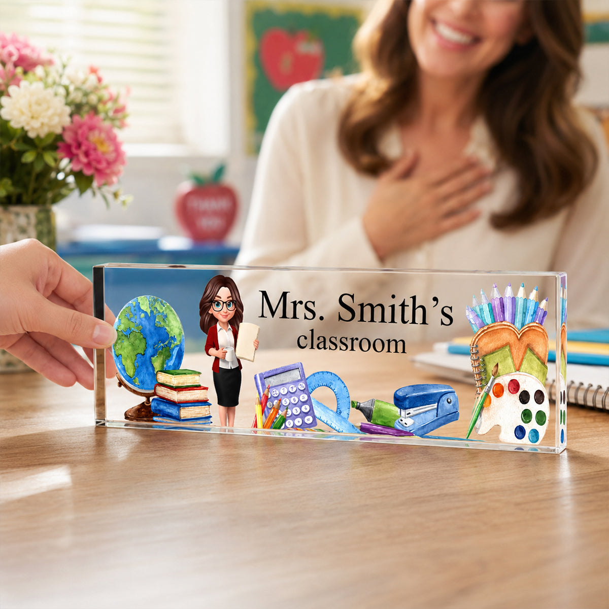 Teacher's Classroom Custom Teacher Name Sign - Personalized Name Desk Plate - Back to School Gift for Teacher