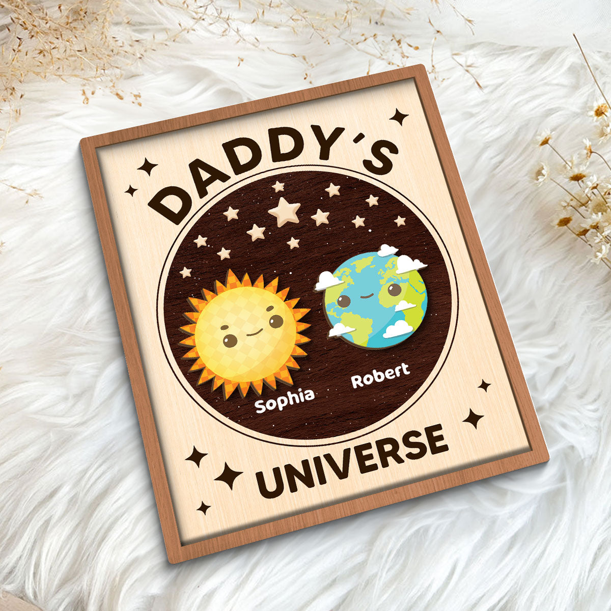Daddy's Universe Father's Day Gift Personalized 2-Layer Wooden Plaque