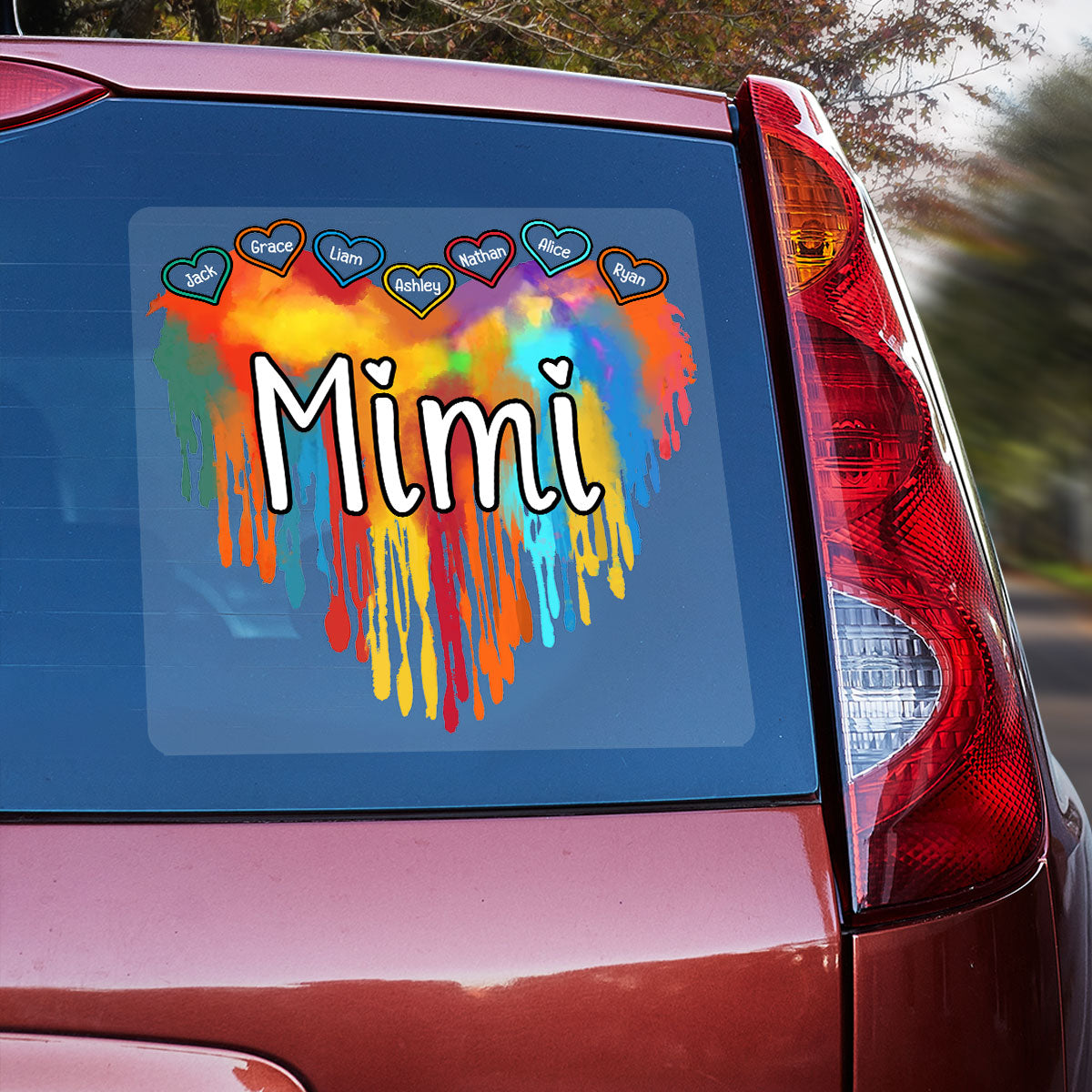 Grandma Melting Colorful Heart Personalized Decal