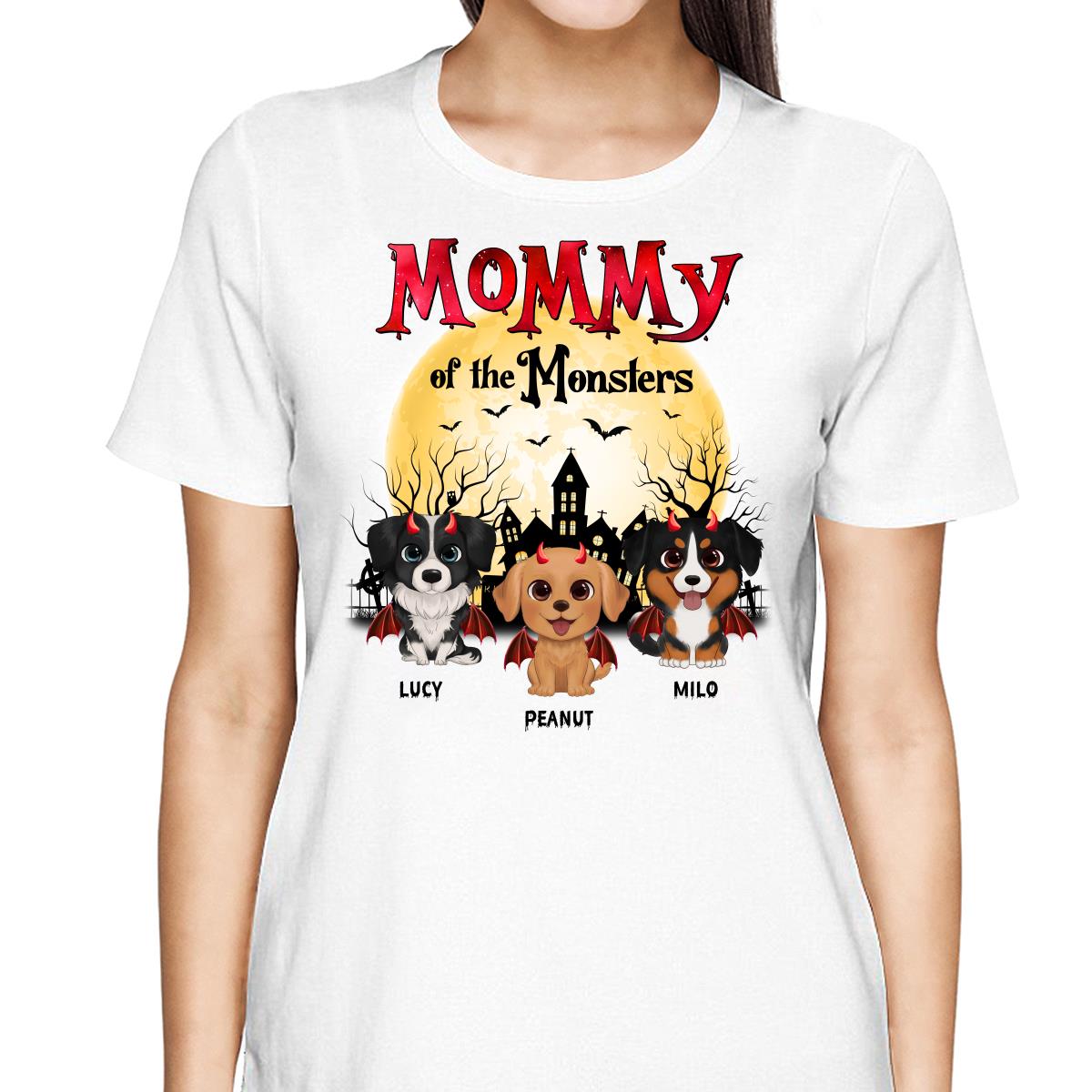 Halloween Mommy Of The Monsters Watercolor Cute Dogs Personalized Shirt