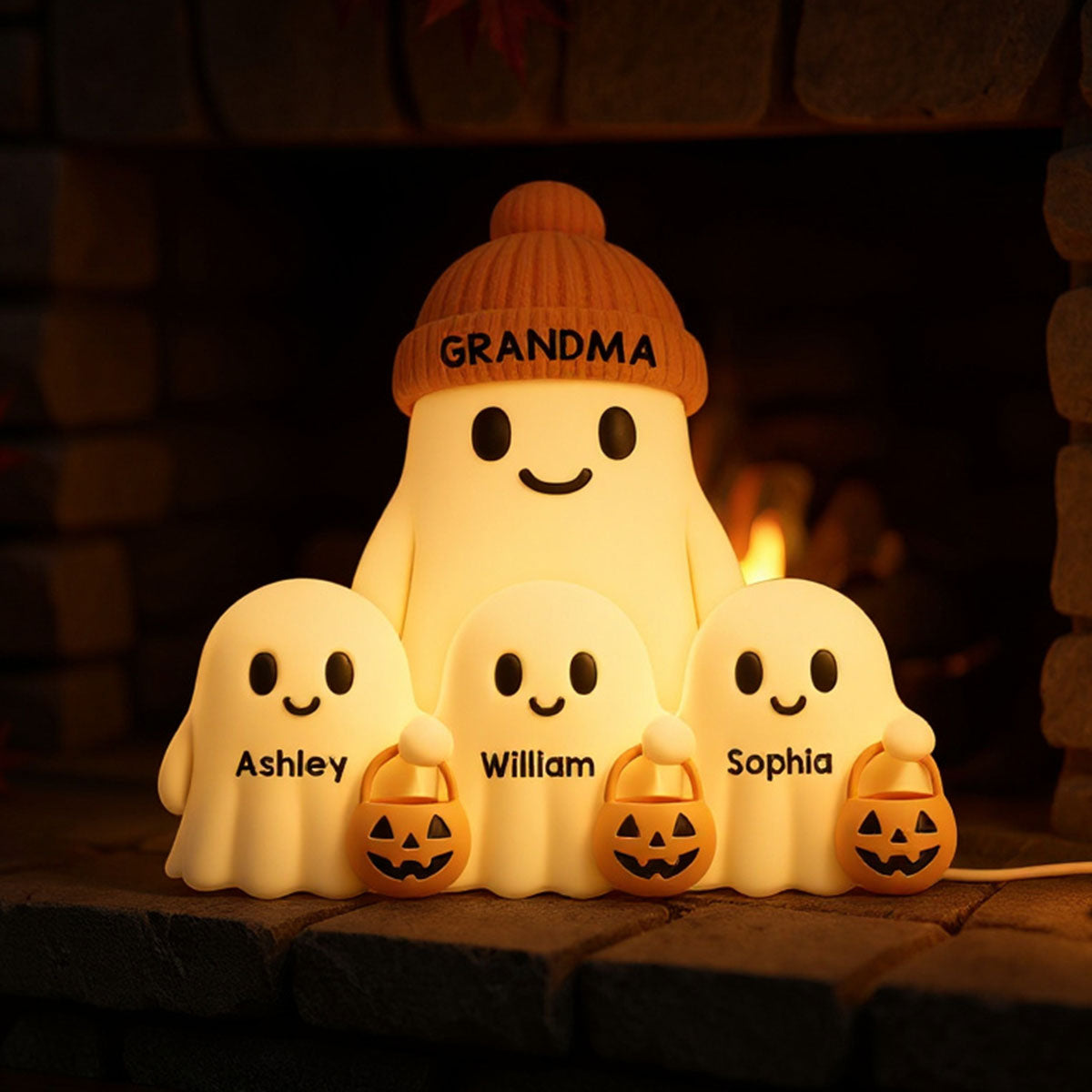 3D Effect Grandma Boo Crew Fall Halloween Decor Personalized Light Box - Gift For Grandmas