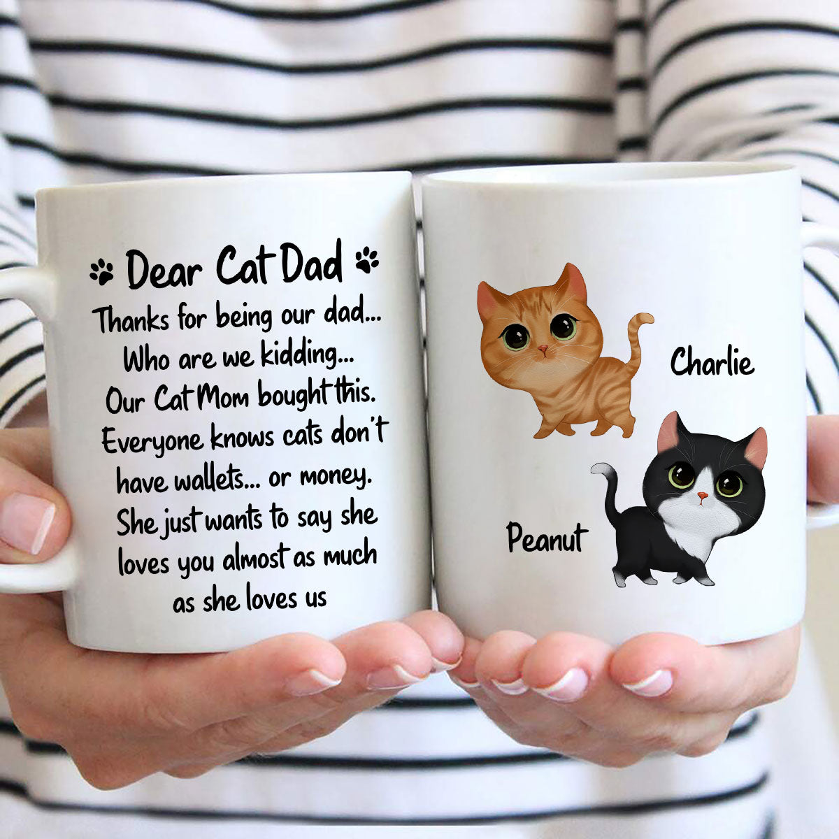 Our Cat Mom Bought This Father‘s Day Gift Watercolor Cute Cats Walking Personalized Mug