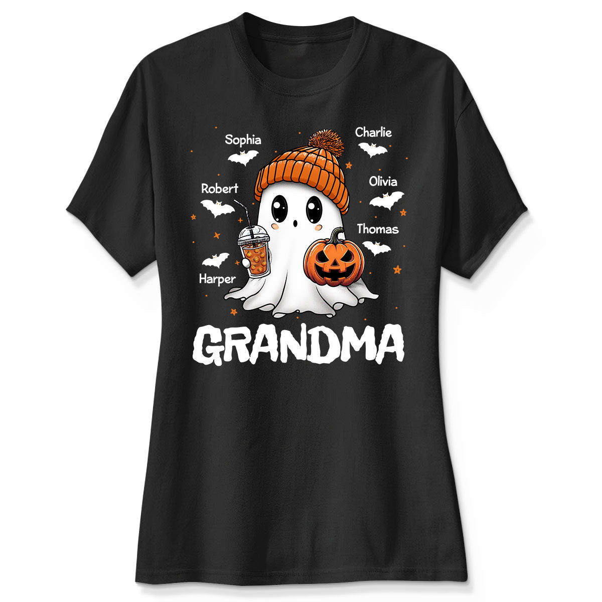 Fall Season Halloween Grandma Boo Personalized Dark Color Shirt