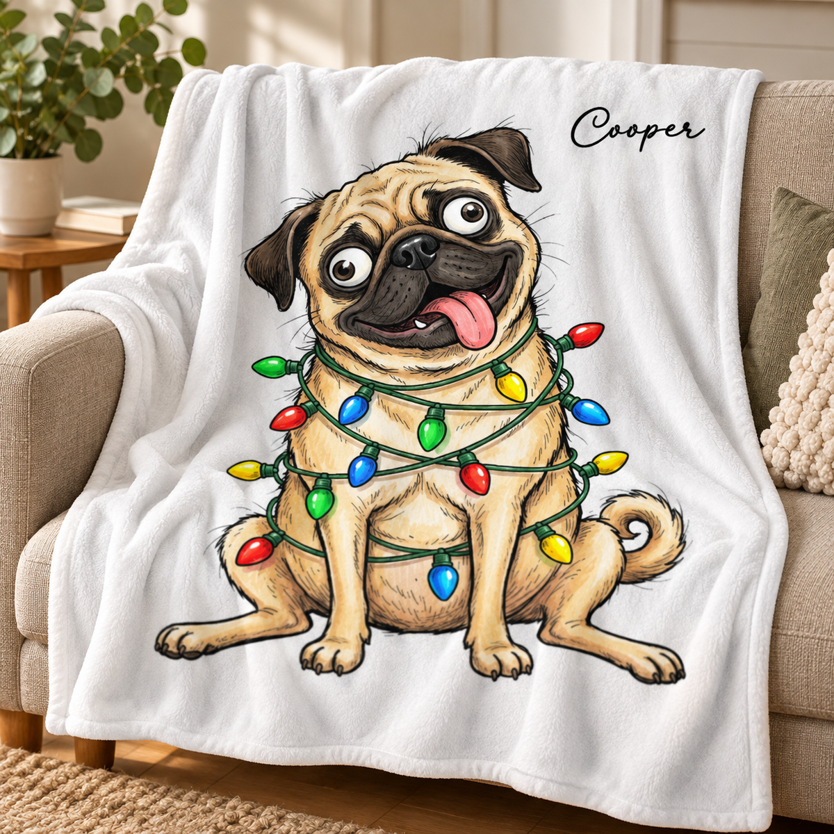 Custom Pet Portrait Quirky Silly Dog - Blanket - Funny Christmas Gift For Dog Lover