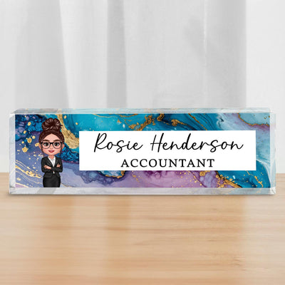 Galaxy Marble Texture Man Woman Office Personalized Desk Name Plate