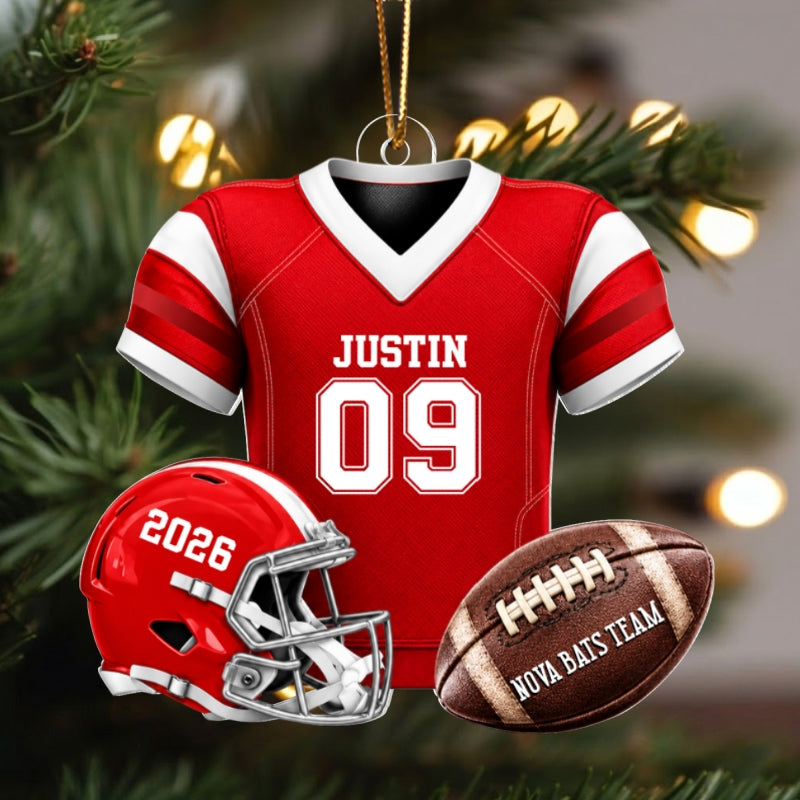Custom Football Jersey - Personalized Acrylic Ornament - Christmas Gift for Son, Grandson, Boyfriend