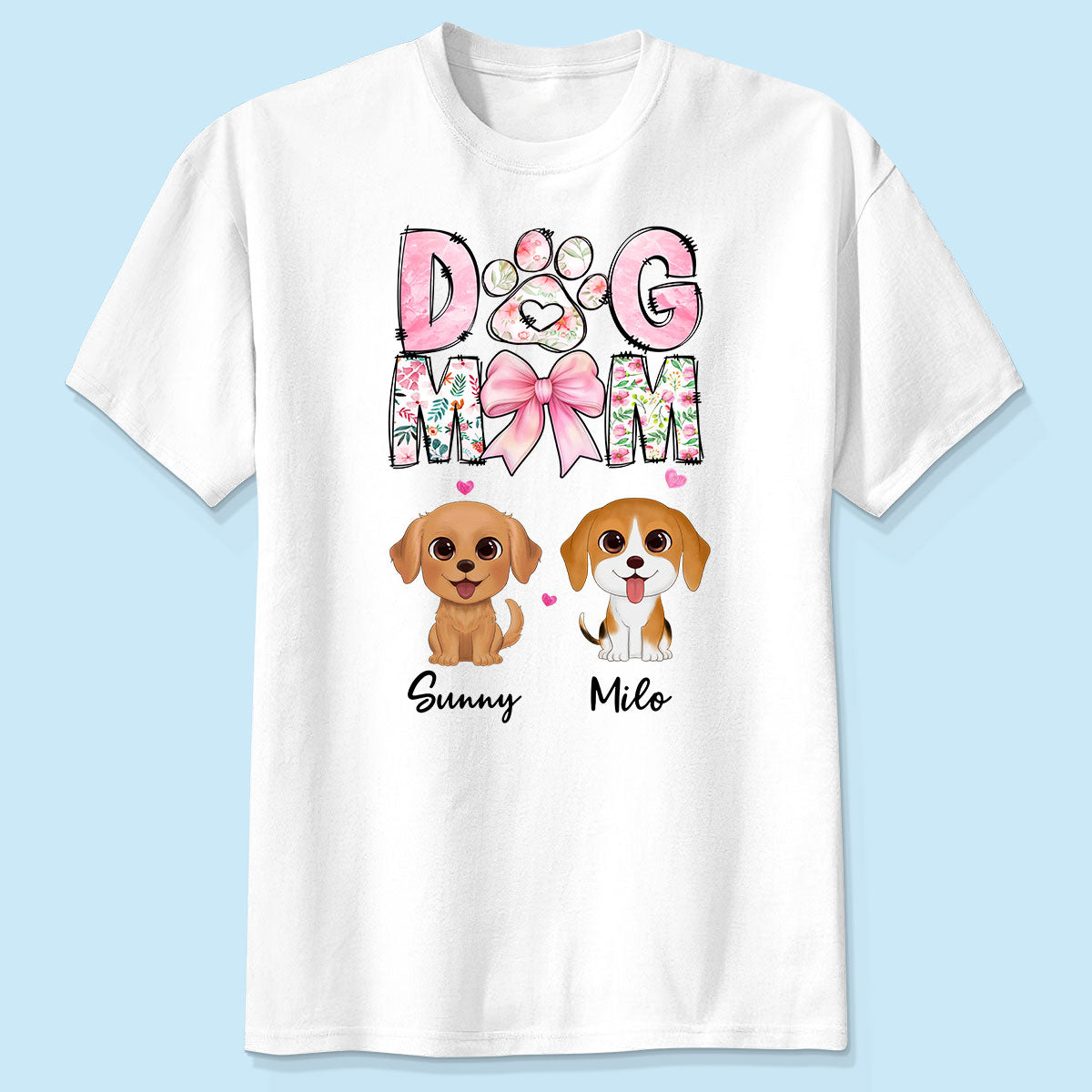 Dog Mom Pink Coquette Personalized Shirt, Watercolor Cute Dog, Gift for Dog Moms